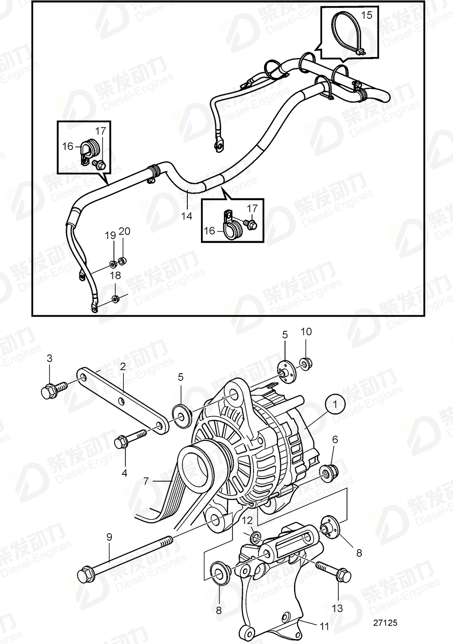 VOLVO Cable harness 22181171 Drawing